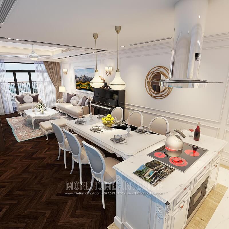 Thiết kế tủ bếp chung cư cao cấp phong cách tân cổ điển Thiết kế tủ bếp đẹp