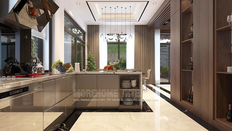 Mẫu thiết kế tủ bếp hiện đại tại biệt thự Vinhomes Hải Phòng cao cấp Thiết kế tủ bếp đẹp