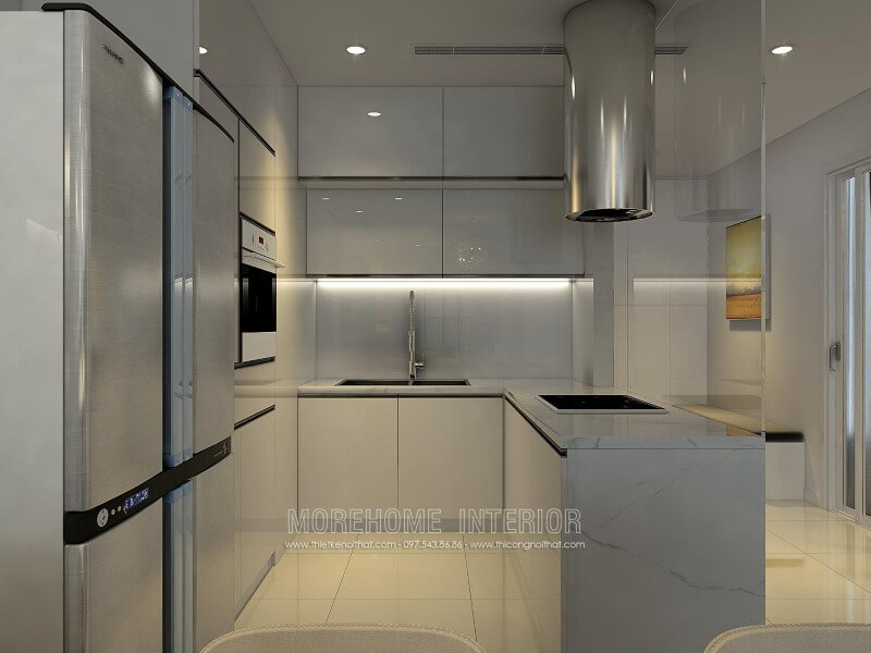 Thiết kế tủ bếp chung cư cao cấp Royal City phong cách hiện đại, trẻ trung Thiết kế tủ bếp đẹp
