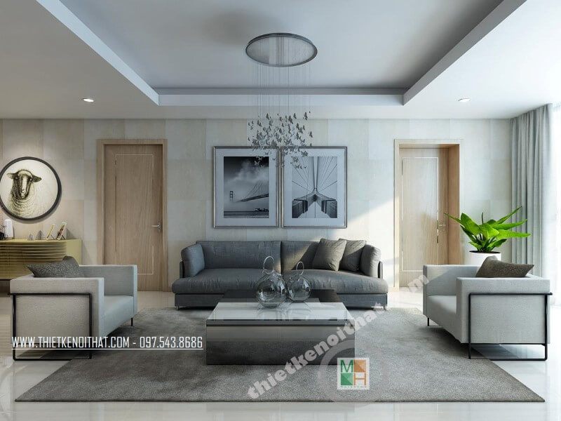 Bàn trà phòng khách đẹp sử dụng gỗ công nghiệp tráng giương màu trắng mang đến vẻ đẹp sang trọng, tinh tế