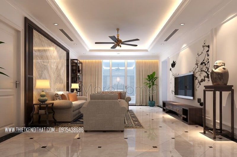 Mẫu thiết kế chung cư Thăng Long Number 1 cao cấp phong cách gỗ Việt