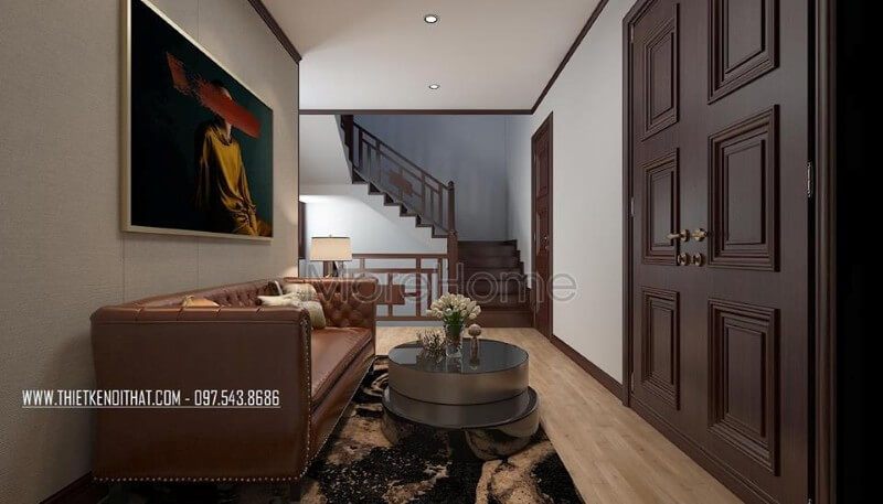 Sofa khung gỗ tự nhiên nhập khẩu bọc da bò nhập khẩu, tone màu nâu ấm áp tạo nên sự sang trọng và đầy đẳng cấp