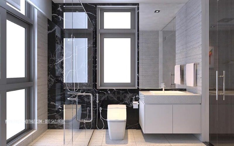 Gương trang trí hình chữ nhật mang lại vẻ đẹp tinh tế cho phòng tắm biệt thự và nhà phố.